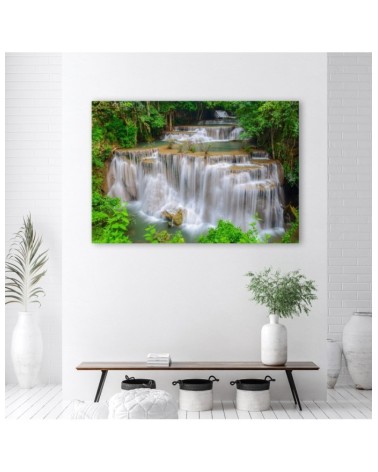 Modernes Wandbild - Wasserfall Natur Wald | Feeby