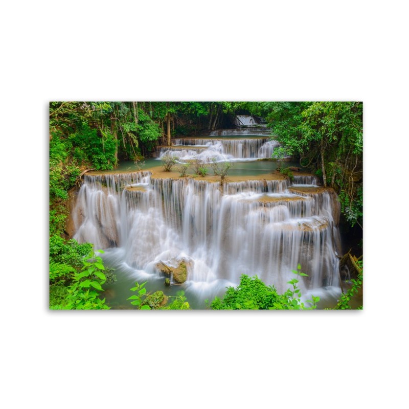 Modernes Wandbild - Wasserfall Natur Wald | Feeby