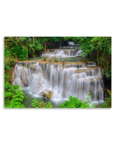 Modernes Wandbild - Wasserfall Natur Wald | Feeby