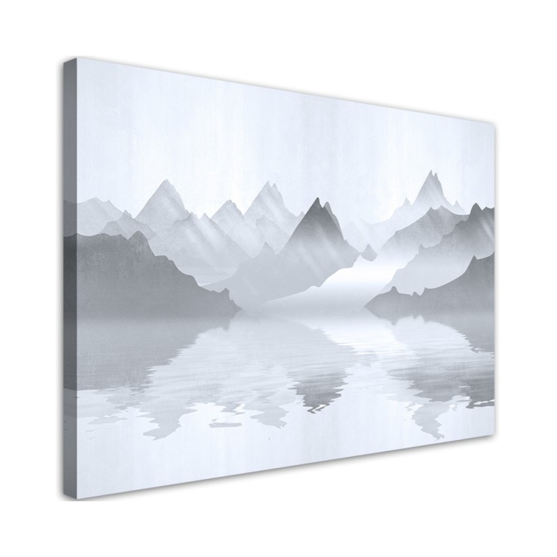 Bild auf Leinwand - Berge auf See Abstraktion | Feeby