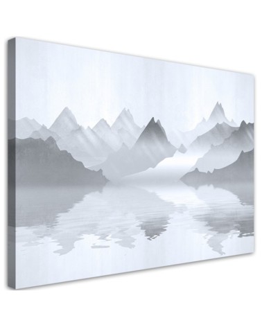 Canvas print - Mountains over the lake abstract | FEEBY