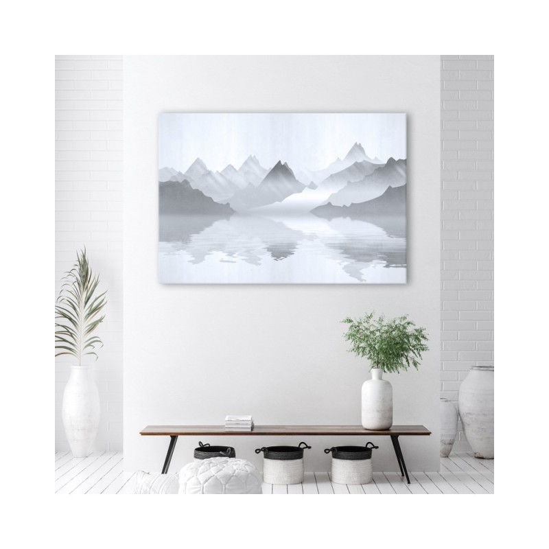 Bild auf Leinwand - Berge auf See Abstraktion | Feeby