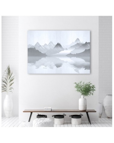 Bild auf Leinwand - Berge auf See Abstraktion | Feeby