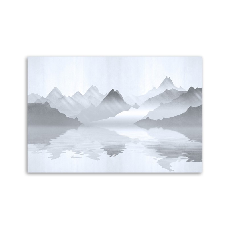 Bild auf Leinwand - Berge auf See Abstraktion | Feeby