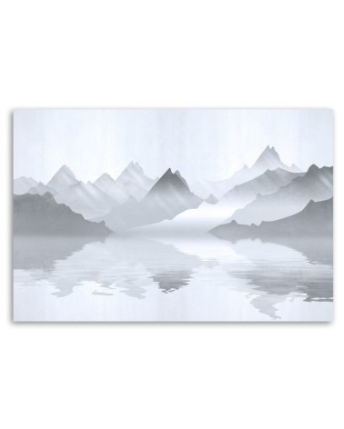 Bild auf Leinwand - Berge auf See Abstraktion | Feeby