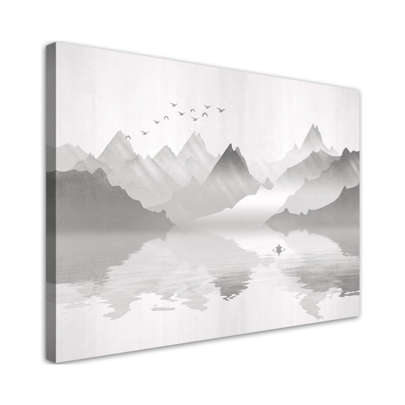 Leinwanddruck - Berge auf See Abstraktion | Feeby