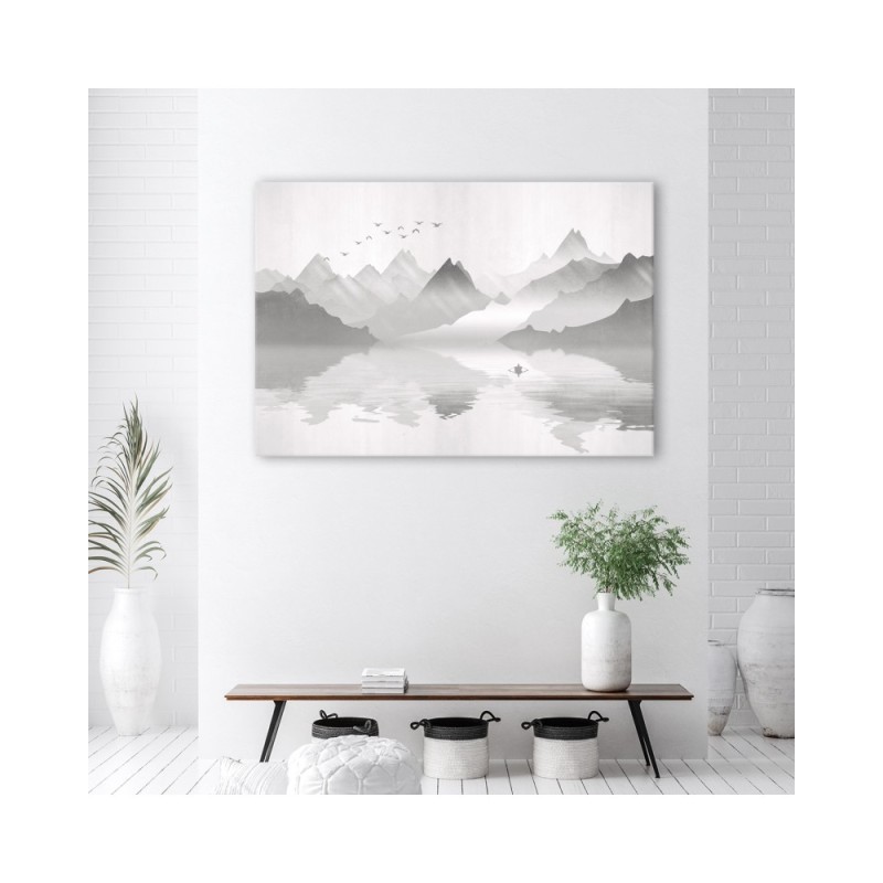 Leinwanddruck - Berge auf See Abstraktion | Feeby