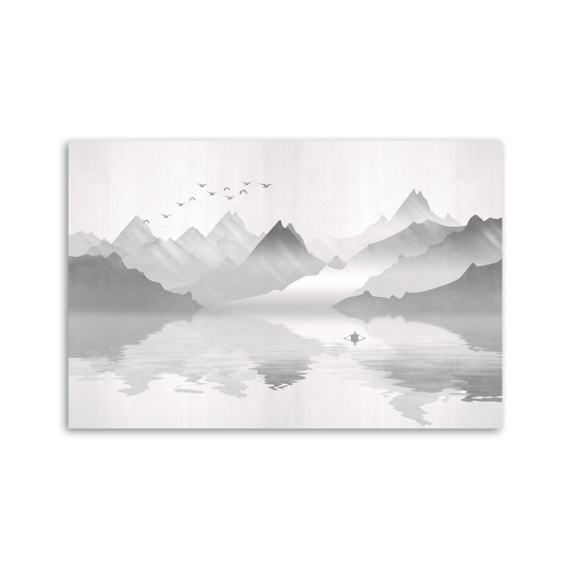 Leinwanddruck - Berge auf See Abstraktion | Feeby