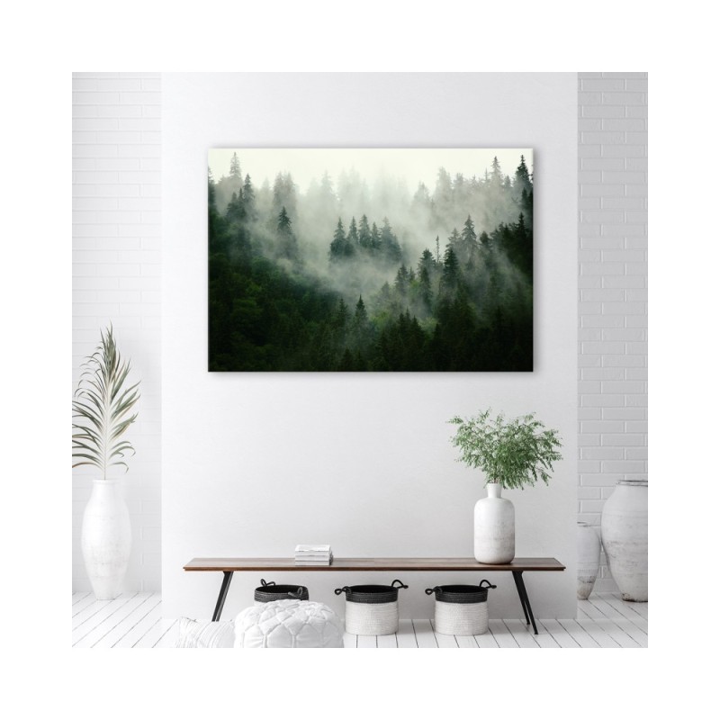 Modernes Wandbild - Wald im Nebel | Feeby
