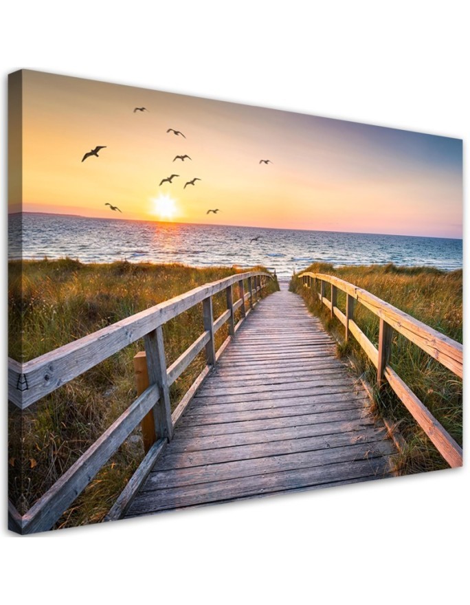 Bild auf Leinwand - Sunset Sea Beach | Feeby