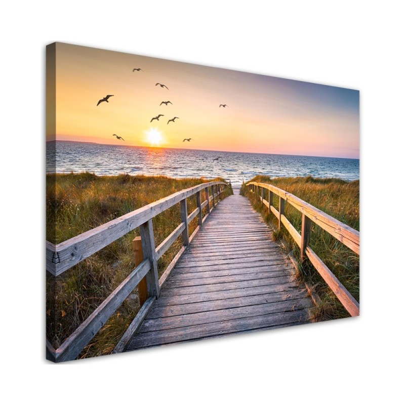 Bild auf Leinwand - Sunset Sea Beach | Feeby