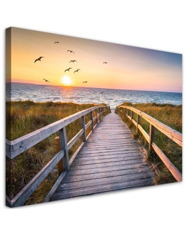 Bild auf Leinwand - Sunset Sea Beach | Feeby