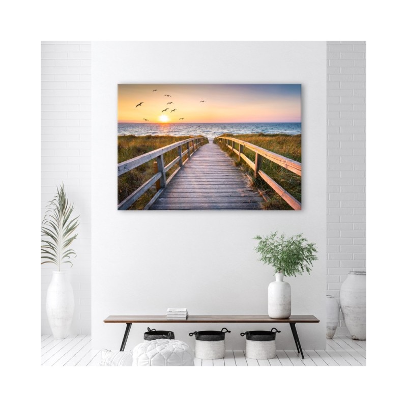 Bild auf Leinwand - Sunset Sea Beach | Feeby