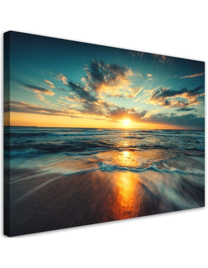 Morze Zachód słońca Plaża - Obraz na płótnie canvas | FEEBY