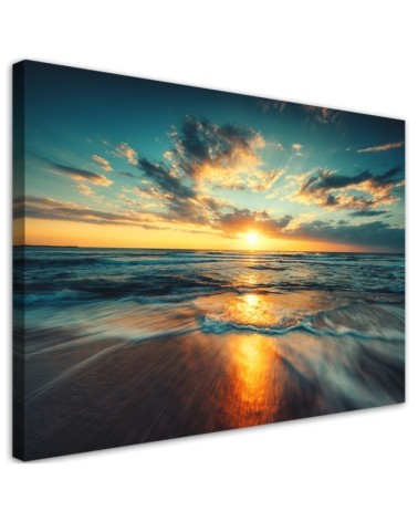 Leinwandbild - Sonnenuntergang Strand Meer | Feeby