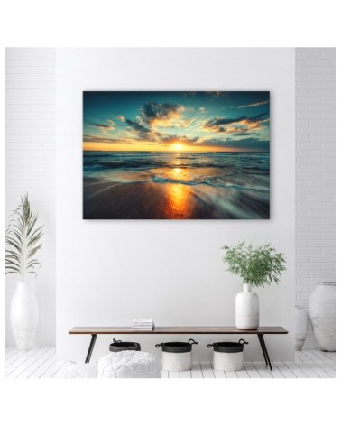 Leinwandbild - Sonnenuntergang Strand Meer | Feeby