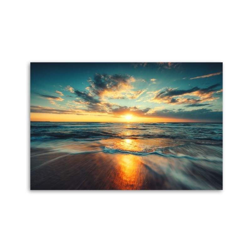 Leinwandbild - Sonnenuntergang Strand Meer | Feeby