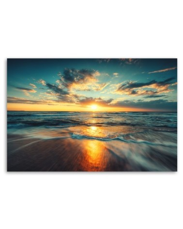 Leinwandbild - Sonnenuntergang Strand Meer | Feeby