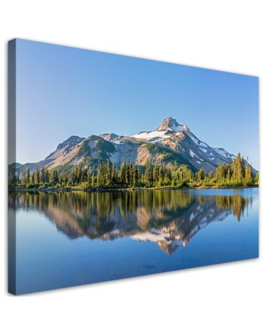 Forest Mountains Lake landscape - Modern Canvas painting for bedroom | FEEBY