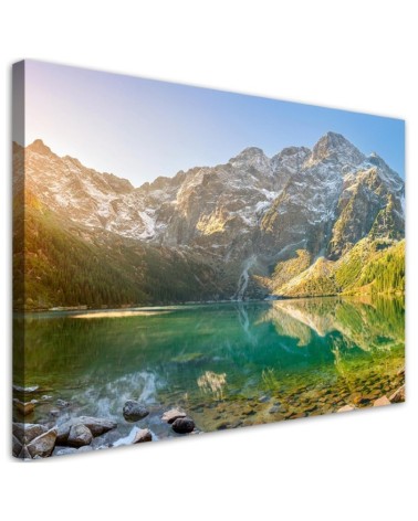 Wandbild für Wohnzimmer - See in den Bergen | Feeby