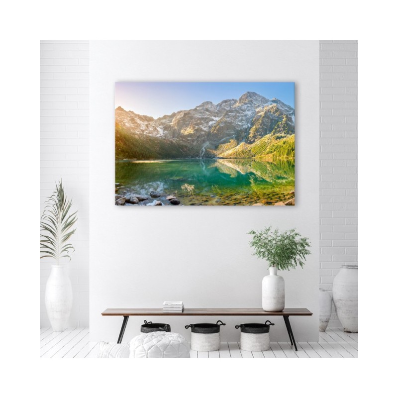 Wandbild für Wohnzimmer - See in den Bergen | Feeby