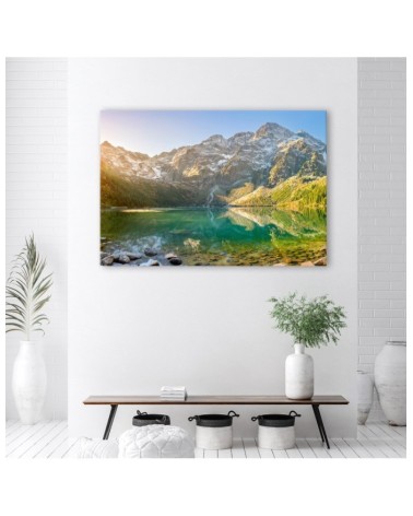 Wandbild für Wohnzimmer - See in den Bergen | Feeby