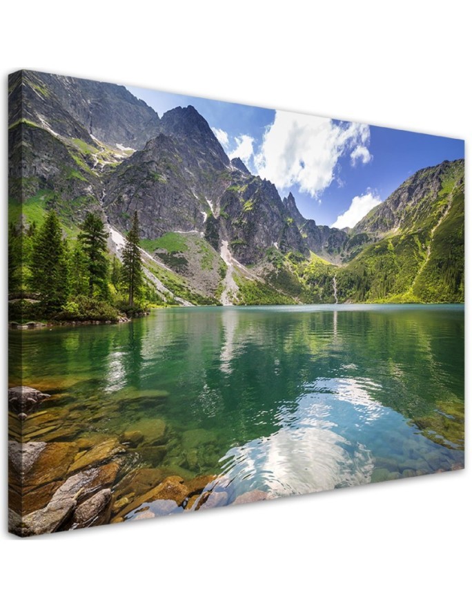Modernes Wandbild - Mountain Lake Trees Natura | Feeby