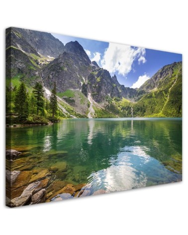 Modernes Wandbild - Mountain Lake Trees Natura | Feeby