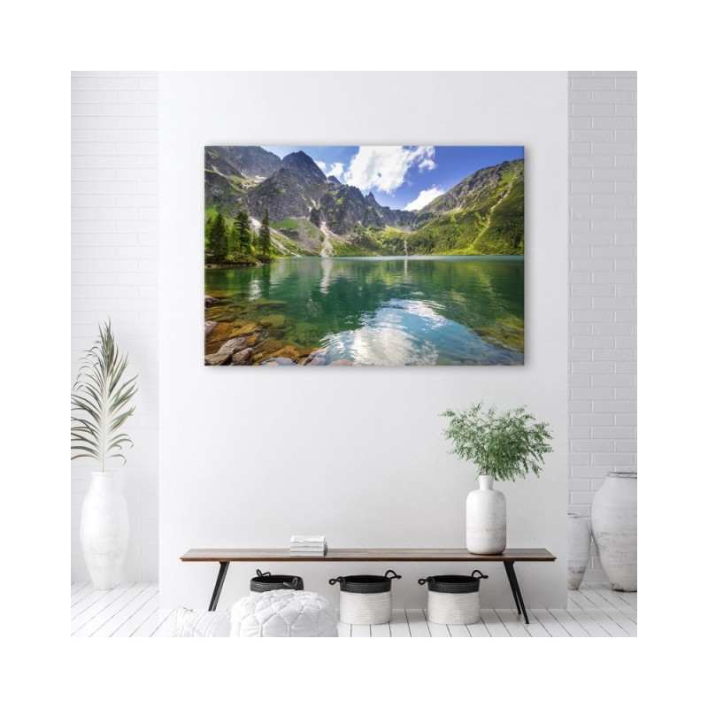 Modernes Wandbild - Mountain Lake Trees Natura | Feeby