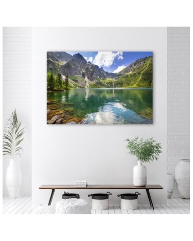 Modernes Wandbild - Mountain Lake Trees Natura | Feeby