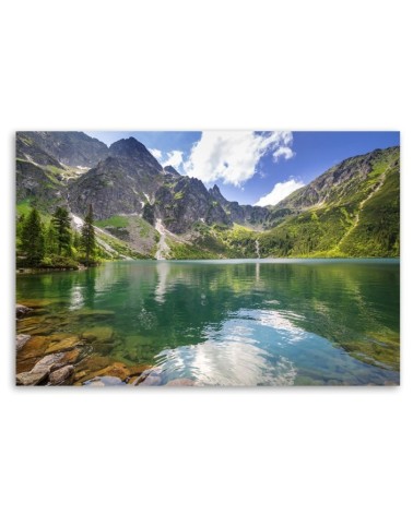 Modernes Wandbild - Mountain Lake Trees Natura | Feeby