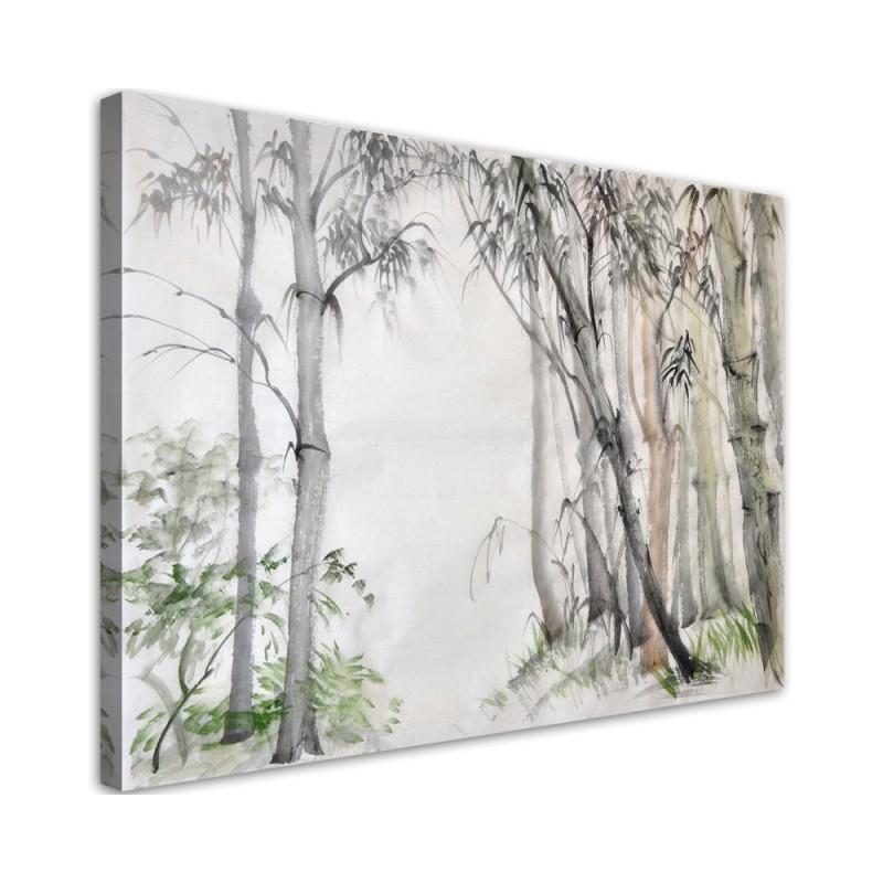 Leinwandbild modern - Graue Bäume Wald gemalt | Feeby