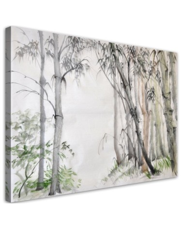 Leinwandbild modern - Graue Bäume Wald gemalt | Feeby