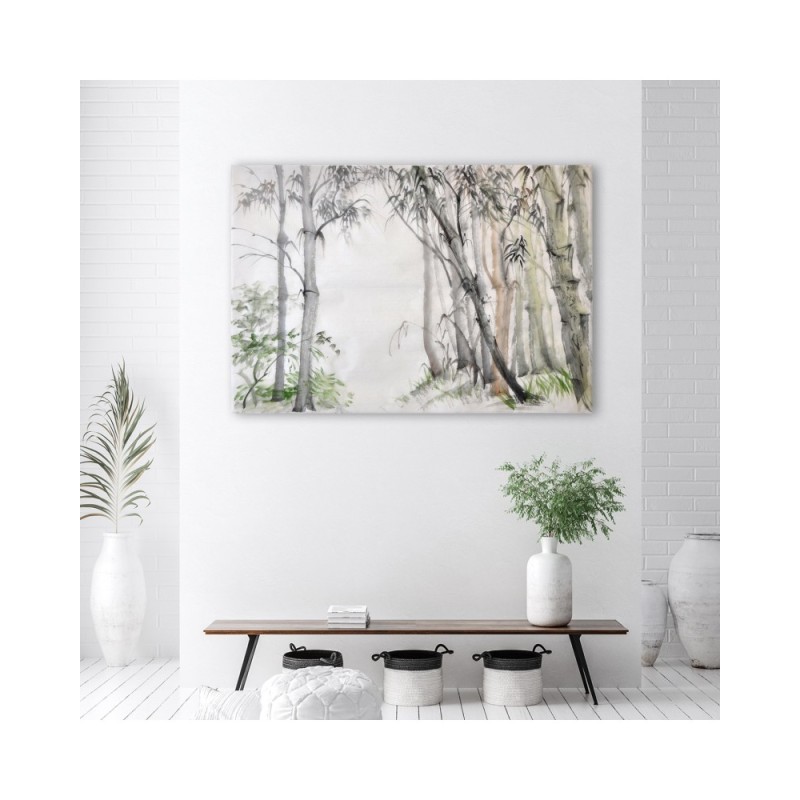 Leinwandbild modern - Graue Bäume Wald gemalt | Feeby