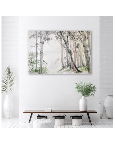 Leinwandbild modern - Graue Bäume Wald gemalt | Feeby