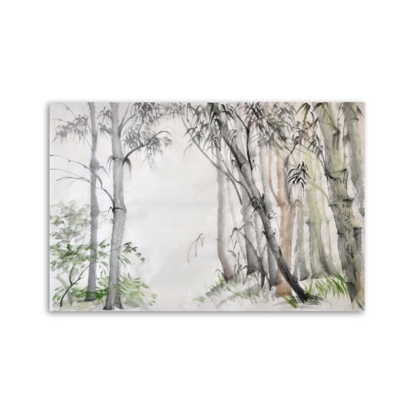 Leinwandbild modern - Graue Bäume Wald gemalt | Feeby