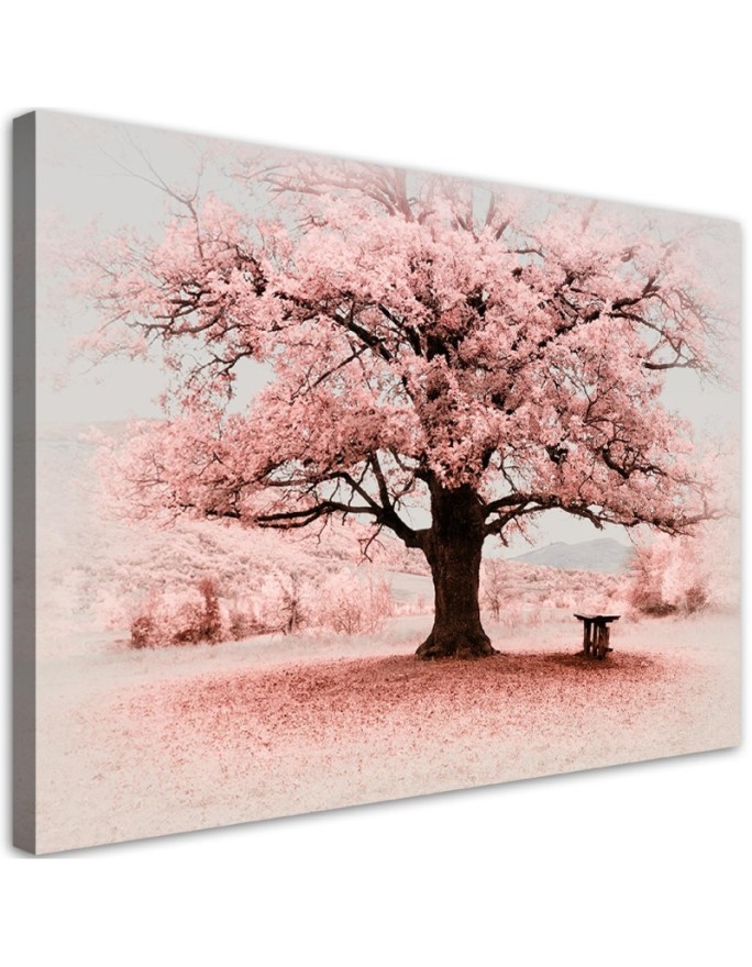 Bild auf Leinwand - Rosa Baum Abstraktion Natur | Feeby