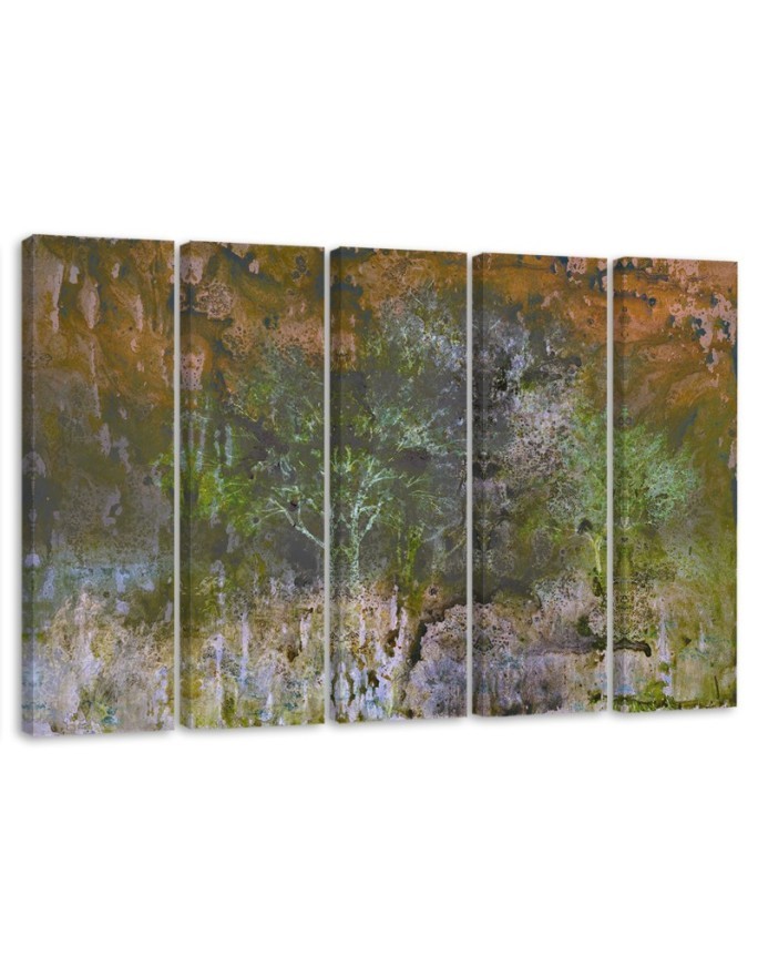 Modernes Wandbild - Ein blühender Baum in der Rostwiese | Feeby