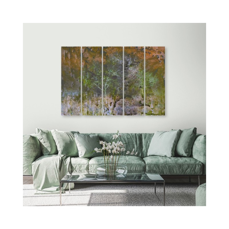 Modernes Wandbild - Ein blühender Baum in der Rostwiese | Feeby