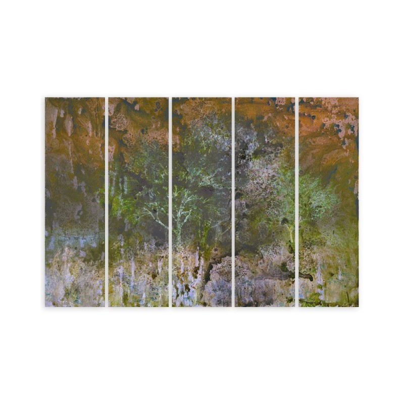 Modernes Wandbild - Ein blühender Baum in der Rostwiese | Feeby