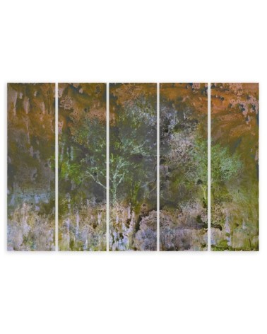 Modernes Wandbild - Ein blühender Baum in der Rostwiese | Feeby