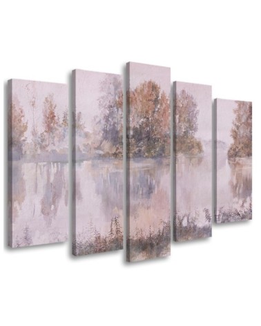 Living room Canvas painting - Lake view watercolour | FEEBY
