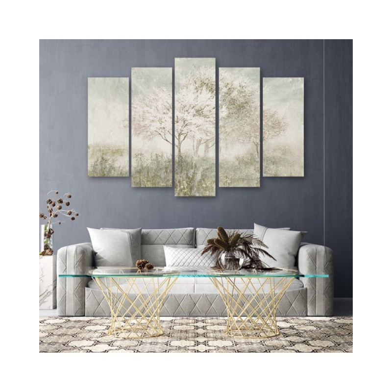 Leinwandbild - Ein blühender Baum in der Wiese | Feeby