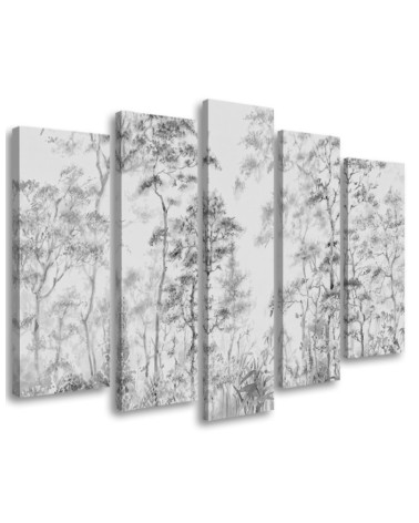Landscape with trees - 5-piece canvas painting | FEEBY
