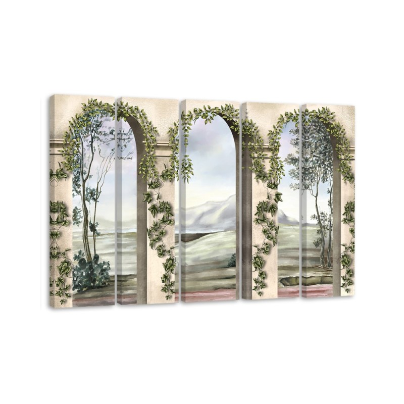 Leinwandbild - Säulen und Bögen mit Efeu | Feeby