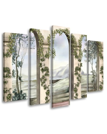 Columns and arches with ivy - Modern painting for living room | FEEBY