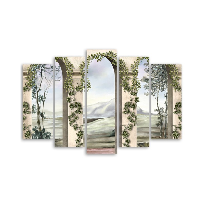 Bild auf Leinwand - Säulen und Bögen mit Efeu | Feeby