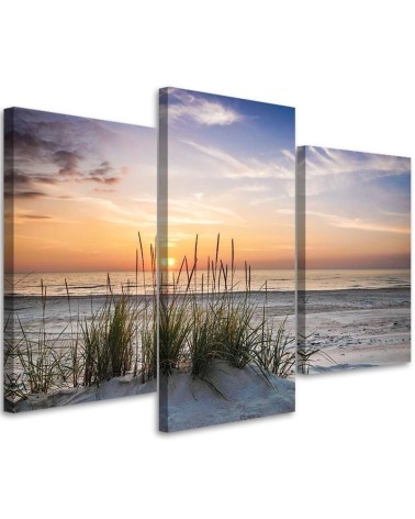 Beach at sunset - Canvas print for living room | FEEBY