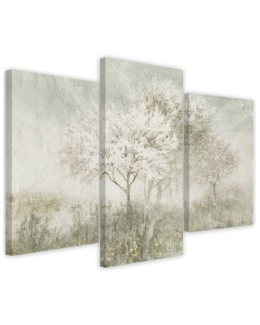 Canvas print - Landscape of a tree in a meadow in beige | FEEBY