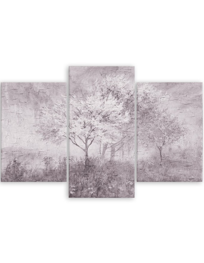 Canvas print for living room - Tree in a meadow in shades of purple | FEEBY